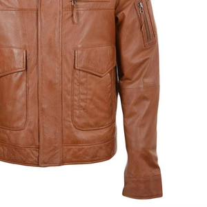 Chaqueta de cuero clásica en diferentes colores Venta caliente Chaquetas impermeables para hombres Chaqueta de cuero con estampado de soplo para hombres - Product Image 6