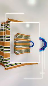 Custom Eco-Friendly Handloom reciclado playa bolsas de cosméticos de moda tejido a rayas estuches de compras de plástico con cremallera reutilizable - Product Image 3