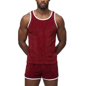 High Stretchy Men Cotton Terry New Arrival Sports Athletic Summer Fashion Gym Training <b>Running</b> Wear Tank Top Slim Fit <b>Singlet</b> - Product Image 1