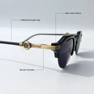 Handcrafted Eco-Friendly Buffalo Horn Rimless Eyeglasses Polished Frame Durable Lenses Sun Protection Lightweight <b>Glasses</b> Case - Product Image 2