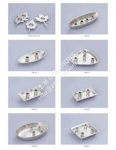 Ensemble de bougeoirs décoratifs en aluminium pour mariages, finition nickelée faite à la main, décoration de table portable - Product Image 2