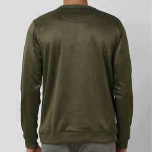 New High Quality Wholesale Men's Olive <b>Green</b> O Neck Sweatshirt Solid Color Casual Custom Cotton Blended Breathable Streatwear - Product Image 6