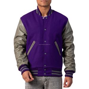Chaqueta Varsity para Hombre, Cuerpo de Lana/Viscosa, Parches Frontales, Cierre de Cremallera, Chaqueta Bomber de Béisbol, Forro Acolchado, Uniforme de Equipo - Product Image 1
