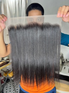 Extensiones de Cabello Humano Natural Vietnamita con Frente de Encaje HD, Color Natural, Cabello Lacio y Rizado Suave - Product Image 1
