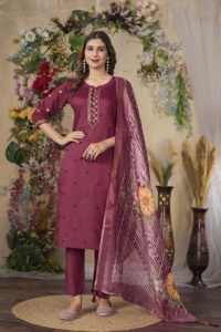 Regal Heritage Craftsmanship Lujoso elegante recto Kurti Pant Dupatta Set para distribuidores B2B Empowering Boutique - Product Image 2