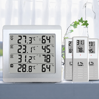 Termometer Higrometer Jam Digital Nirkabel Dalam & Luar Ruangan 3 Saluran, Monitor Suhu Kelembaban dengan Sensor Alarm