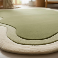 Tapis en laine tufté fait main, grande surface, moderne, minimaliste, vert, pour salon, chambre, décoration intérieure, confortable, antidérapant, écologique