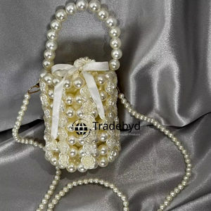 Luxury Designer <b>Pearl</b> <b>Clutch</b> Evening Purse Premium Wedding Party Bag with Chains Straps Beading for Fashion Events by Tradebyd - Product Image 1