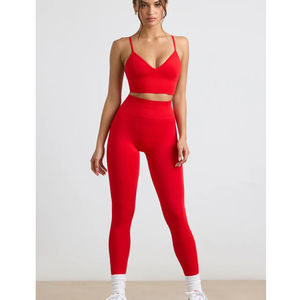 Ensemble de yoga décontracté d'hiver 2 pièces pour femmes, en gros, de haute qualité, en élasthanne/polyester, vêtements de sport de fitness, motif uni, respirant - Product Image 5