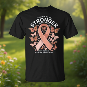 T-shirt promozionale con nastro color pesca per la sensibilizzazione sul cancro endometriale - Product Image 3