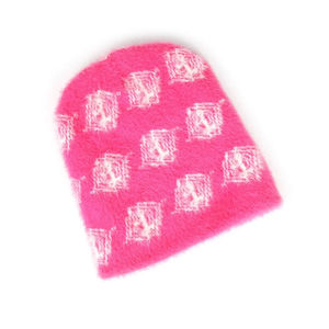Bonnet d'hiver en mélange de cachemire doux pour adultes, bonnet personnalisé avec logo en cuir - Product Image 1
