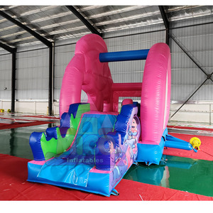 Castillo inflable comercial rosa con tobogán, combo premium de PVC, casa de brinco portátil para niños, ideal para cumpleaños - Product Image 4