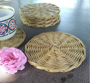 Sous-verre en rotin tissé à la main, vintage, solide, lavable, écologique, pour la décoration de table à la maison - Product Image 5