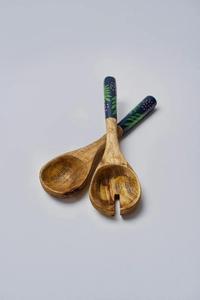 Pinzas para ensalada de madera de nogal, juego de utensilios de cocina elegantes con mango largo, servidores, tenedor mezclador, cuchara para Navidad, decoración del hogar, cena - Product Image 3