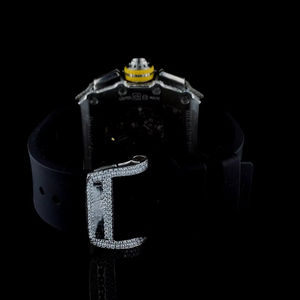 Montre mécanique automatique de luxe en moissanite à forte demande, bracelet en caoutchouc, cadran noir intelligent VVS pour homme, fenêtre en cristal, tendance - Product Image 2