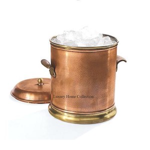 Copper Shade Insulated Double Wall <b>Ice</b> Bucket Stainless Steel Made Hammered Design Tabletop Designer Attractive Look Bar Ware - Product Image 5