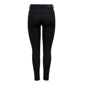 Stylish & Casual Black Cotton Boyfriend Skinny Jeans for Women Stretch Denim Pants with Ripped Look and Logo Waist Print - Product Image 4