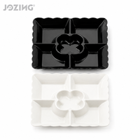 Assiette de service en porcelaine JOZING à 5 compartiments, noire et blanche, à bords festonnés, pour les dîners de fête