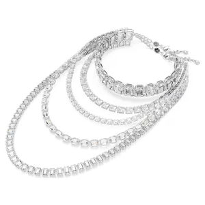 <b>Statement</b> Layered Silver <b>Necklace</b> with Clear Lab Grown Stones Mixed Cut Bridal Jewelry OEM ODM Wholesale Manufacturer Export - Product Image 3