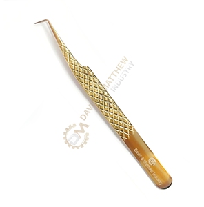 Pince à épiler à 90 degrés la plus populaire avec boîte d'emballage en acier inoxydable couleur or pince à épiler pour extension de cils - Product Image 4