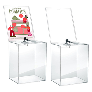 High Quality Customized Shape Size Eco-Friendly Modern Acrylic Donation <b>Box</b> with Lock <b>Ballot</b> <b>Box</b> Sign Holder Suggestion Boxes - Product Image 1