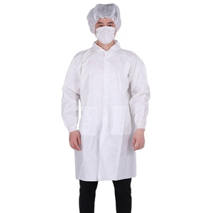 Bata blanca de laboratorio con puños elásticos Ropa de trabajo de manga larga para estudiantes masculinos Ropa de seguridad para experimentos químicos médicos - Product Image 1