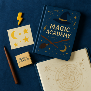 LABON Magic Academy A5 diario creativo per bambini con cappello da mago scopa stelle e <span class=keywords><strong>luna</strong></span> per la scrittura e il <span class=keywords><strong>disegno</strong></span> magico divertente - Product Image 5