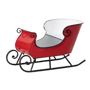 Chaise de traîneau de Père Noël rouge en métal de qualité durable Occasion de Noël Intérieur Extérieur Décoratif Véhicule Ornement debout Luge - Product Image 5
