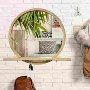 Miroir mural fait main de vente chaude fabricant de cadre en bois rond rond de l'Inde avec une qualité supérieure - Product Image 1