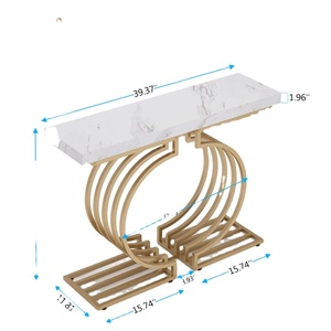 โต๊ะกาแฟเหล็กโลหะและคอนโซลโต๊ะขายร้อนกรอบเคลือบทองพร้อมโต๊ะ Mrble สีขาวสำหรับตกแต่งบ้านโรงแรม - Product Image 1