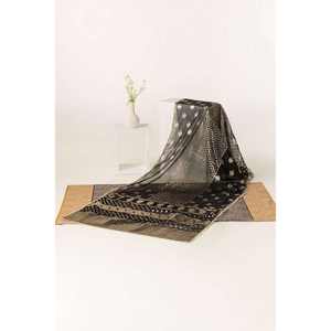 Chal de Chifón de Seda Negro con Estampado Digital Floral y Patrón Liso Bordado para Mujer, Ideal para Fiestas de Invierno - Product Image 1