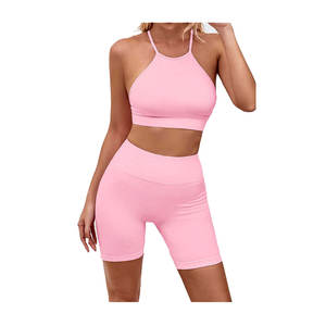 Wholesale Cotton Active Sports Wear <b>Shorts</b> Women Sports Bra Yoga Set Gym Workout Training <b>Jogger</b> Running - Product Image 3