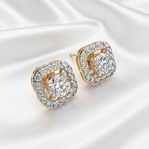 Pendientes de Botón de Lujo para Mujer, Diseño Halo, Plata de Ley 925, Chapado en Plata, Moissanita de 1 Quilate, Corte Brillante Redondo Clásico, D VVS1 - Product Image 4