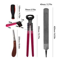 Kit d'outils de fermeur vétérinaire pour chevaux : Pince à sabots, Râpe, Marteau, Couteau, Lime – Réutilisable en acier inoxydable