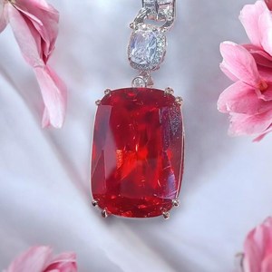 Collier pendentif en rubis jumbo chaîne de tennis en moissanite à haute teneur en carbone de luxe bijoux rouges scintillants cadeau de naissance de juillet pour la fête des mères - Product Image 2