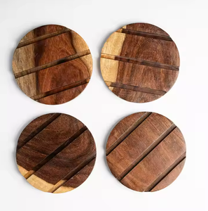 Sous-verres en noyer de style classique enveloppés à la main en bois d'acacia de mangue fini à la main élégance naturelle pour une utilisation sur table - Product Image 6