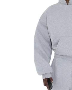 Ensemble de survêtement pour homme en molleton gris clair et pantalon de jogging ample, sweat-shirt à capuche décontracté d'hiver, pantalon streetwear - Product Image 3