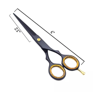 Tijeras de peluquero de color negro con logotipo personalizado, 6 pulgadas, profesional, de acero inoxidable, de alta calidad - Product Image 2