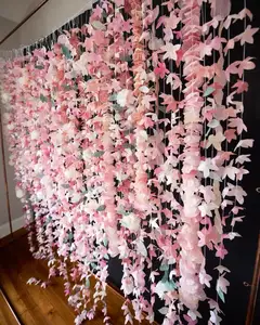 pack of 5 strings 5 feet Paper Floral Garland: Pink and Blush Flower Garland Marigold String Garland for Decoration On Best