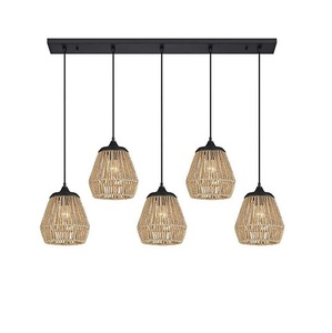 Lámpara colgante de madera natural de bambú, carcasa decorativa, cortina de ratán - Product Image 1