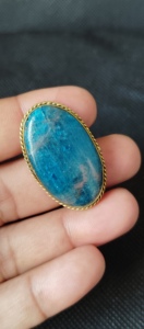 Cabujón Ranurado de Apatita y Latón, Cristal Curativo Increíble, Gema Suelta para la Elaboración de Joyas - Product Image 3