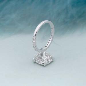 Beautiful Diamond <b>Cushion</b> Cut Halo Engagement <b>Ring</b> & Matching <b>Wedding</b> Band IGI Certified - Product Image 4