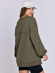 Sudadera con Capucha Extra Grande para Mujer, con Media Cremallera y Cierre de Cremallera de Cuarto, Moda de Invierno, Personalizable - Product Image 5