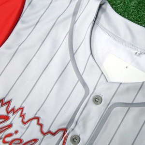 ปุ่มลงเสื้อเบสบอล,แขนสั้นที่ใช้งานเสื้อยืด - Product Image 3