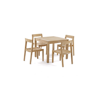 Ensemble de table à manger commerciale en bois massif de luxe au design moderne avec 4 chaises empilables pour salle de sport, extérieur, cuisine, hôtels