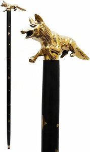 Bastón plegable hecho a mano de latón de 36 pulgadas con mango de zorro náutico, eje de madera Natural para adultos, hombres y mujeres, senderismo y Camping - Product Image 3