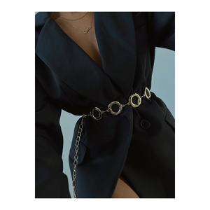 Round Detail Women's <b>Chain</b> Waist <b>Belt</b>, Jacket <b>Belt</b>, <b>Dress</b> <b>Belt</b>, Shirt <b>Belt</b>, <b>Chain</b> <b>Belt</b> - <b>Gold</b> - Product Image 3