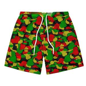 Wholesale <b>Camo</b> Mesh <b>Shorts</b> Red Green Yellow Print Polyester Streetwear <b>Men</b> Athletic Training <b>Shorts</b> - Product Image 1