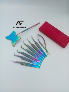 Tweezers For Eyelash Extension Rainbow Multi Color Pointed And <b>Boot</b> Shape with Butterfly Mirror Handle eyebrow <b>Spring</b> Scissors - Product Image 5
