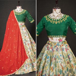 Fancy Wear High on Demand High Quality Silk <b>Lehenga</b> Choli with Dupatta Fashionable Printed Work for <b>Weddings</b> Worldwide Supplier - Product Image 2